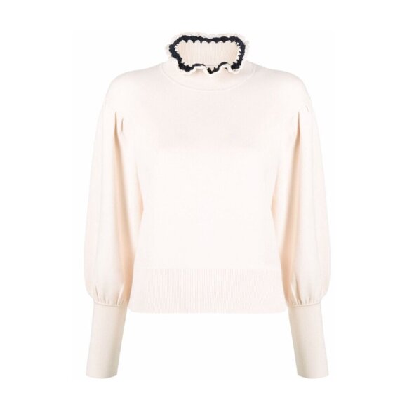 Sandro Ridane Frilled-Neck Blouson Sleeve Jumper - Picture 2 of 11